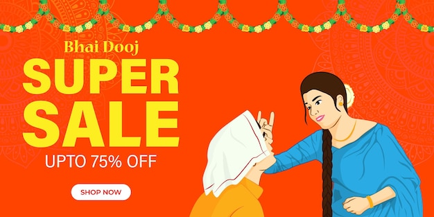 Vector illustration for Happy Bhai Dooj Indian festival Sale banner