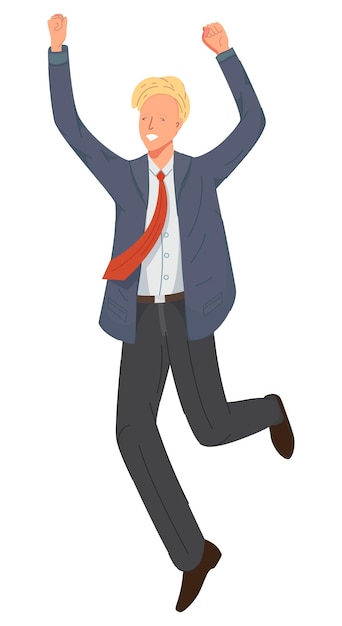 Vector illustration of happy businessman jumping 