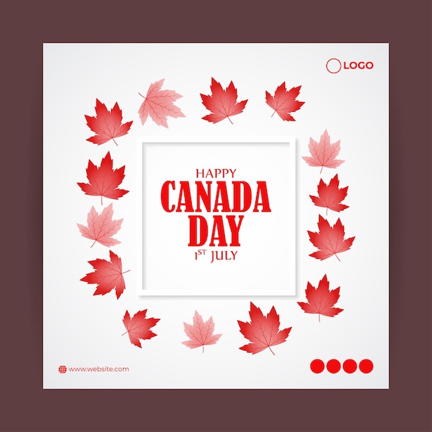 Vector vector illustration of happy canada day social media story feed mockup template