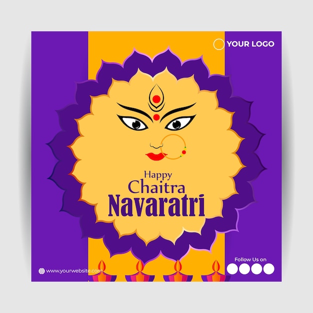 Vector illustration of Happy Chaitra Navratri wishes greeting card