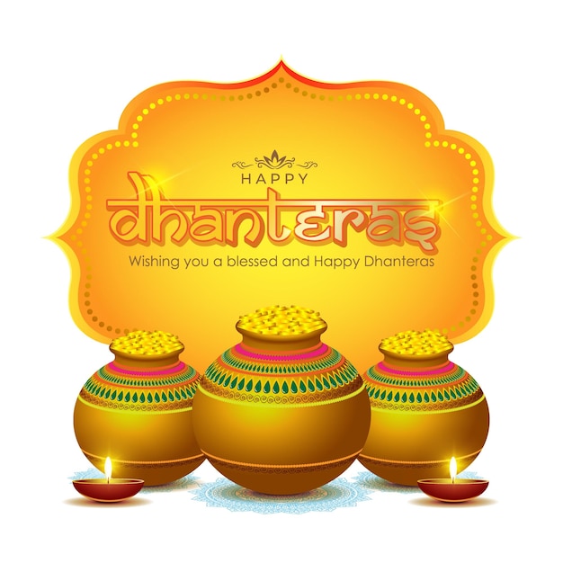 Vector illustration of Happy Dhantera Indian Hindu festival greeting