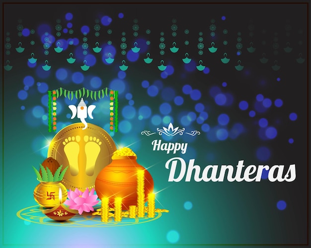 Vector illustration of Happy Dhantera Indian Hindu festival