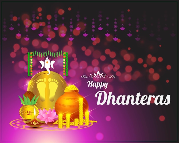 Vector illustration of Happy Dhantera Indian Hindu festival