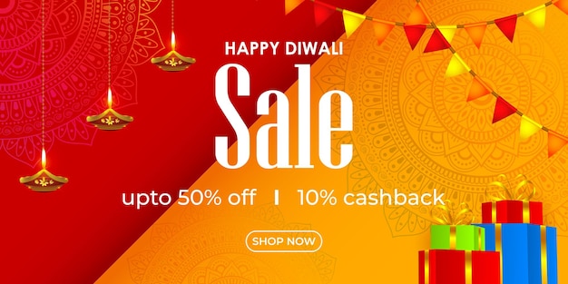 Vector illustration of Happy Diwali Sale banner template