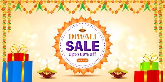 Vector illustration of Happy Diwali Sale banner template