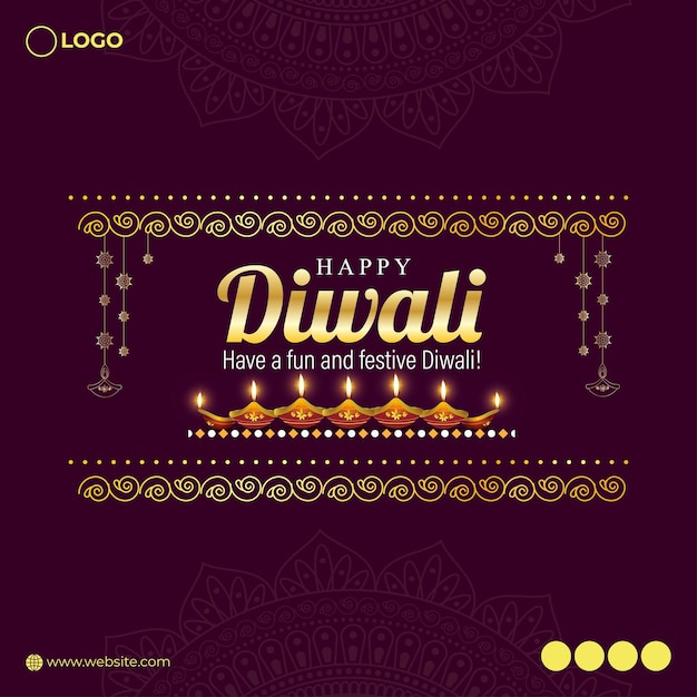 Vector illustration of Happy Diwali social media feed template