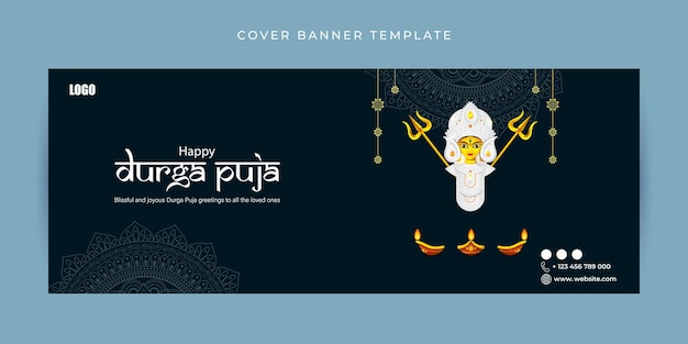 Vector vector illustration of happy durga puja facebook cover banner template