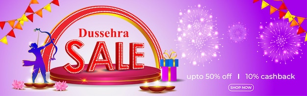 Vector illustration of Happy Dussehra Sale banner template