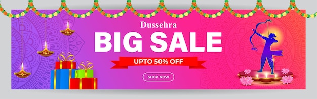 Vector illustration of Happy Dussehra Sale banner template