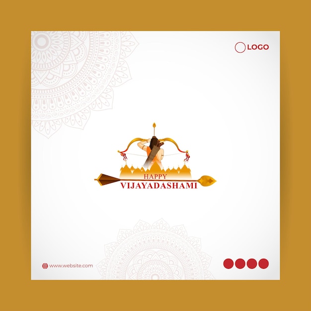 Vector vector illustration of happy dussehra social media feed template