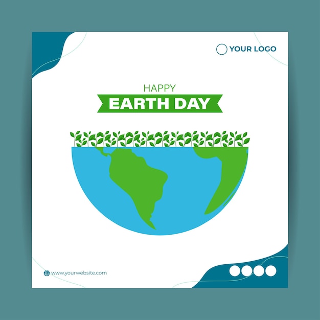 Vector vector illustration of happy earth day social media story feed mockup template