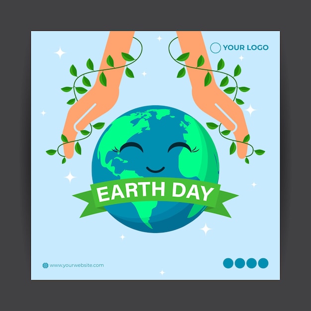 Vector illustration of Happy Earth Day social media story feed mockup template