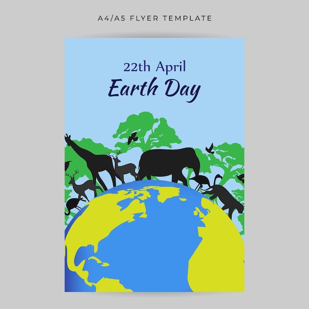 Vector vector illustration of happy earth day social media story feed mockup template