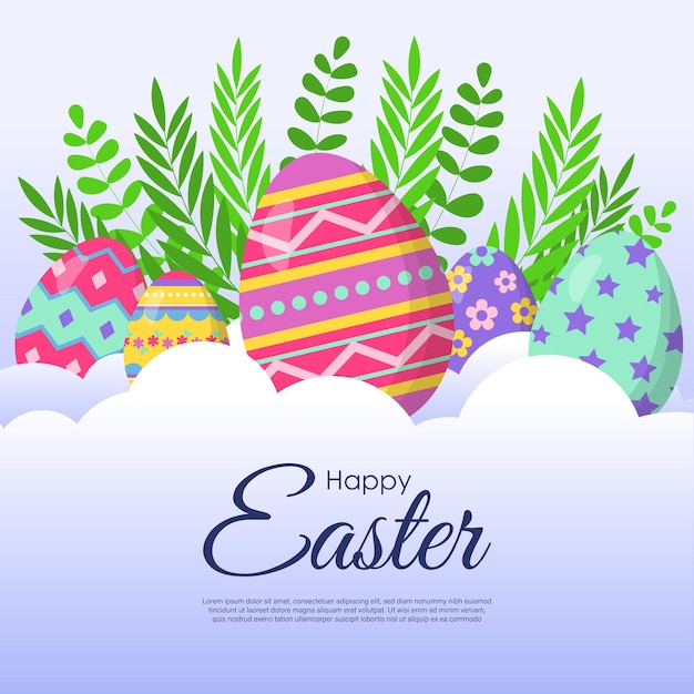 Vector illustration of Happy Easter wishes greeting banner