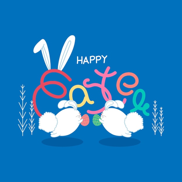 Vector illustration of Happy Easter wishes greeting