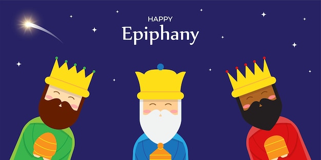 Vector illustration of Happy Epiphany greeting