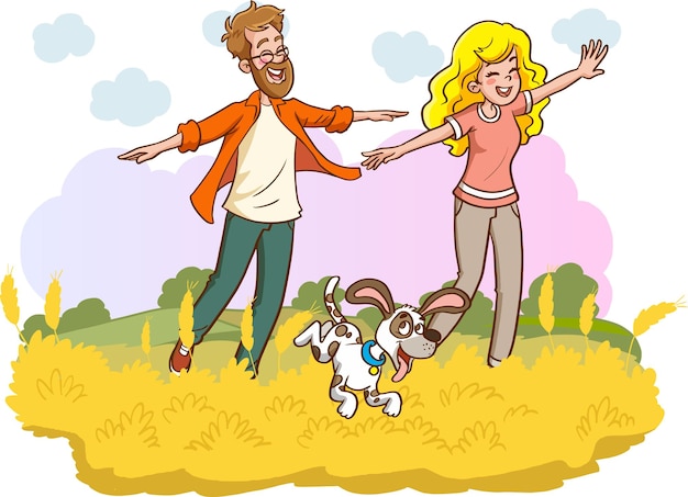 Vector vector illustration of happy family