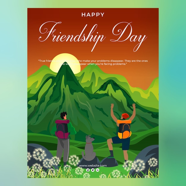 Vector illustration happy friendship day cartoon style banner design template