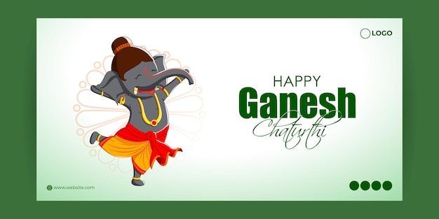 Vector illustration of Happy Ganesh Chaturthi social media story feed mockup template