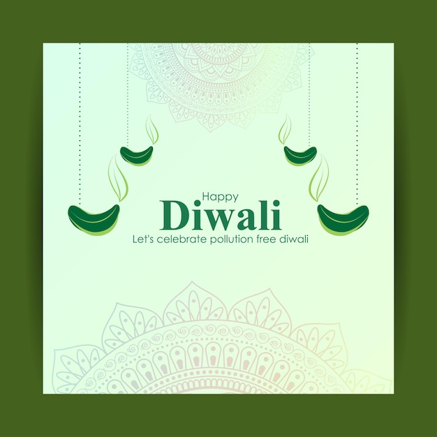 Vector illustration of Happy Green Diwali social media feed template