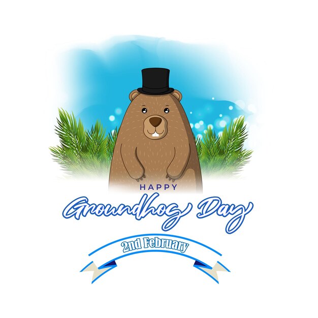 Vector illustration Happy Groundhog Day greeting