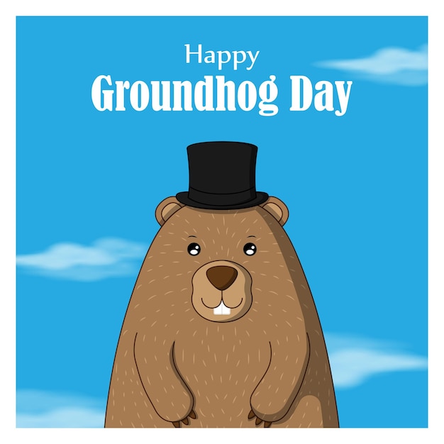 Vector illustration of Happy Groundhog Day greeting