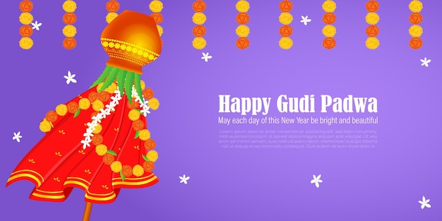 Vector illustration of Happy Gudi Padwa wishes greeting