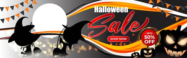 Vector illustration of Happy Halloween sale template