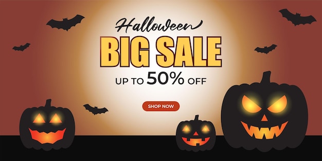 Vector illustration of Happy Halloween sale template