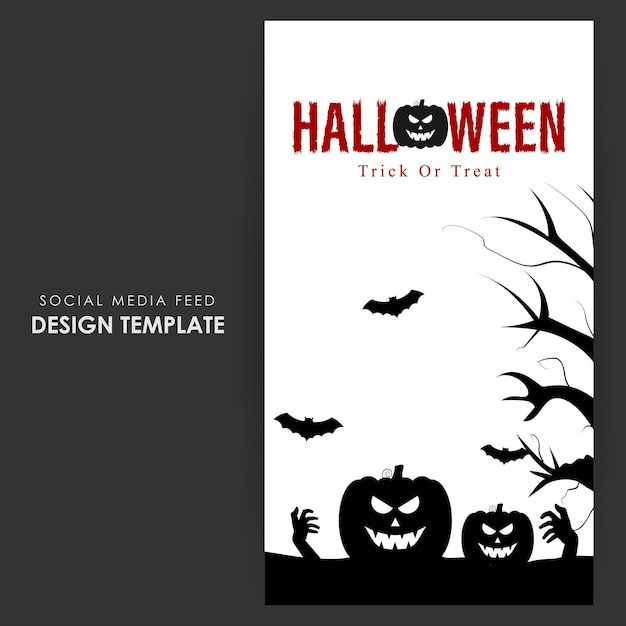 Vector illustration of Happy Halloween social media feed template