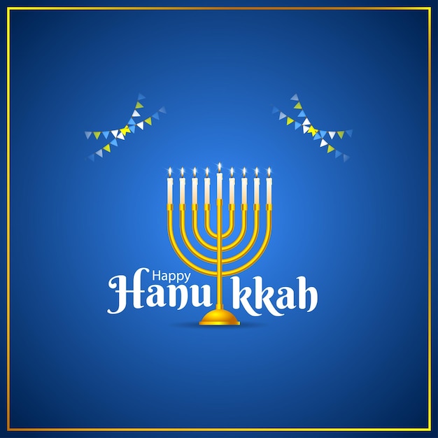 Vector illustration of Happy Hanukkah social media feed template