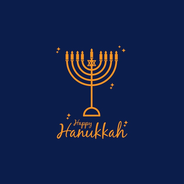 Vector illustration of Happy Hanukkah Symbol of Judaism Hanukkah Logo for greeting card template