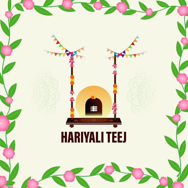 Vector vector illustration of happy hariyali teej social media feed template