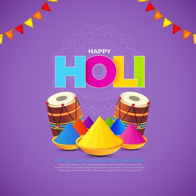 Vector illustration of Happy Holi festival greeting Festival of Colors