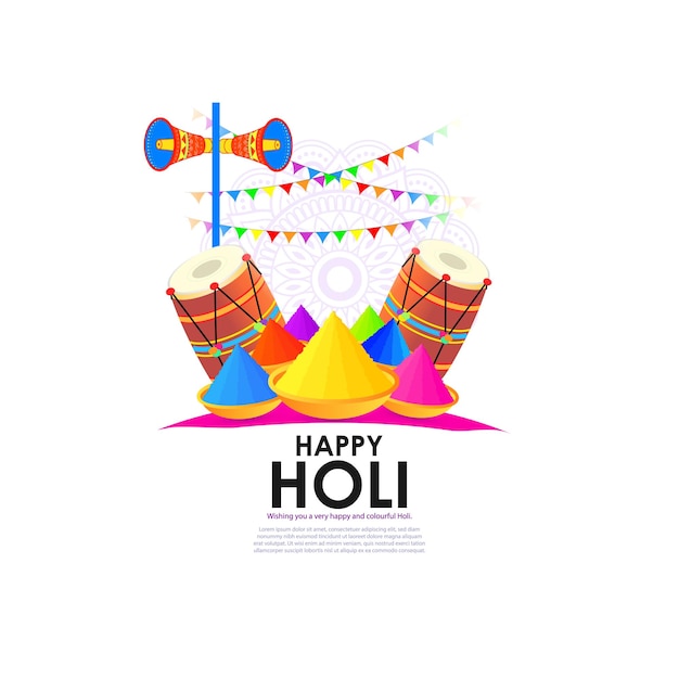 Vector illustration of Happy Holi festival greeting Festival of Colors