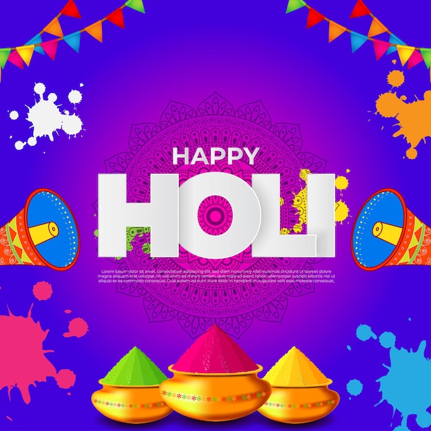 Vector illustration of Happy Holi festival greeting Festival of Colors