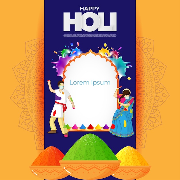 Vector illustration of Happy Holi festival greeting Festival of Colors