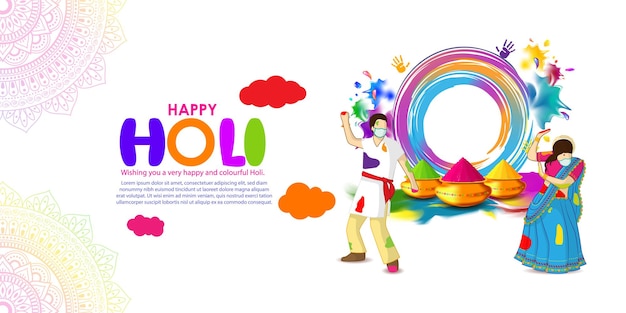 Vector illustration of Happy Holi festival greeting Festival of Colors