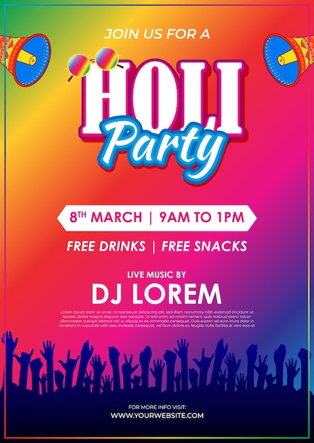 Vector illustration of Happy Holi Party Invitation Template background