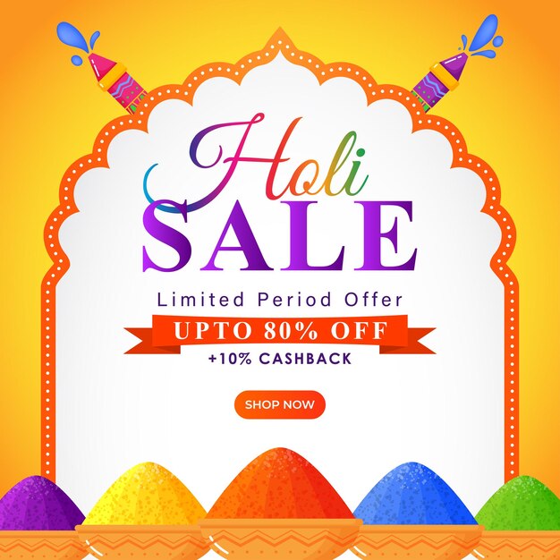 Vector illustration of Happy Holi Sale banner template for app and website