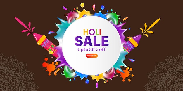 Vector illustration of Happy Holi Sale banner template for app and website