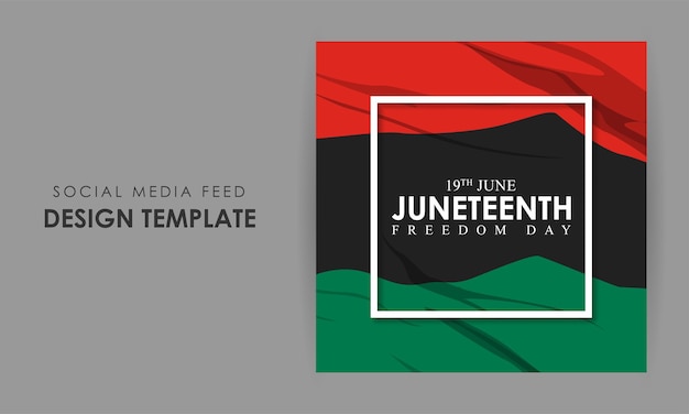 Vector illustration of Happy Juneteenth 19 June social media story feed mockup template