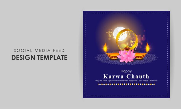 Vector vector illustration of happy karva chauth social media feed template