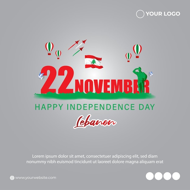 Vector illustration of happy Lebanon Independence day banner