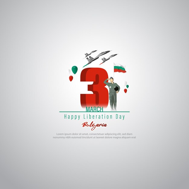 Vector vector illustration of happy liberation day bulgaria