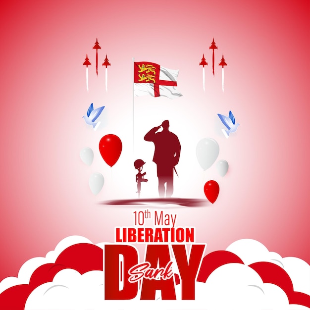 Vector illustration for Happy Liberation Day Sark