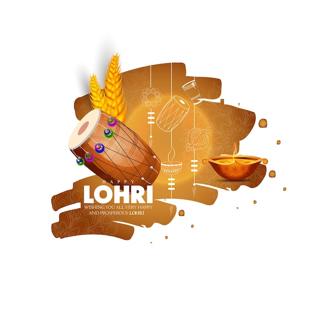 Vector illustration of Happy Lohri holiday background for Punjabi festival.