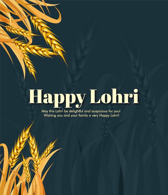 vector illustration of Happy Lohri holiday festival of Punjab India with beautiful background