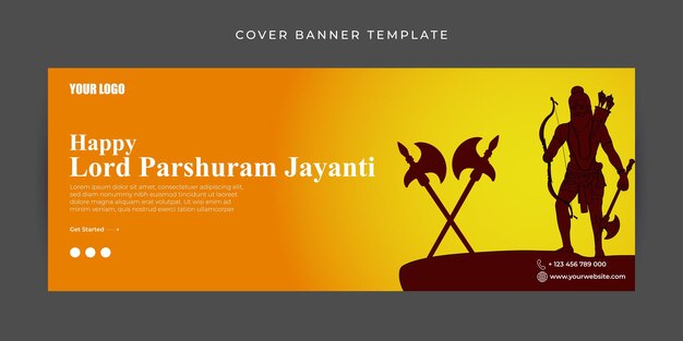 Vector illustration of Happy Lord Parshuram Jayanti Facebook cover banner mockup Template