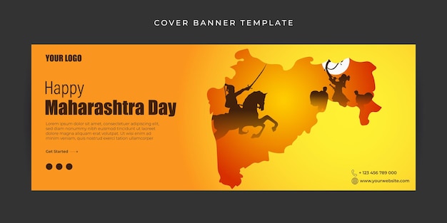 Vector illustration of Happy Maharashtra Day Facebook cover banner mockup Template